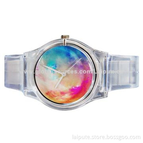 Custom made japan movt watch with plastic case and plastic strapsNew